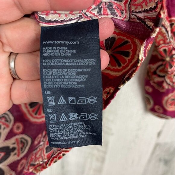 Tommy Hilfiger button up blouse funky floral print retro vibe colorful small - Picture 3 of 8